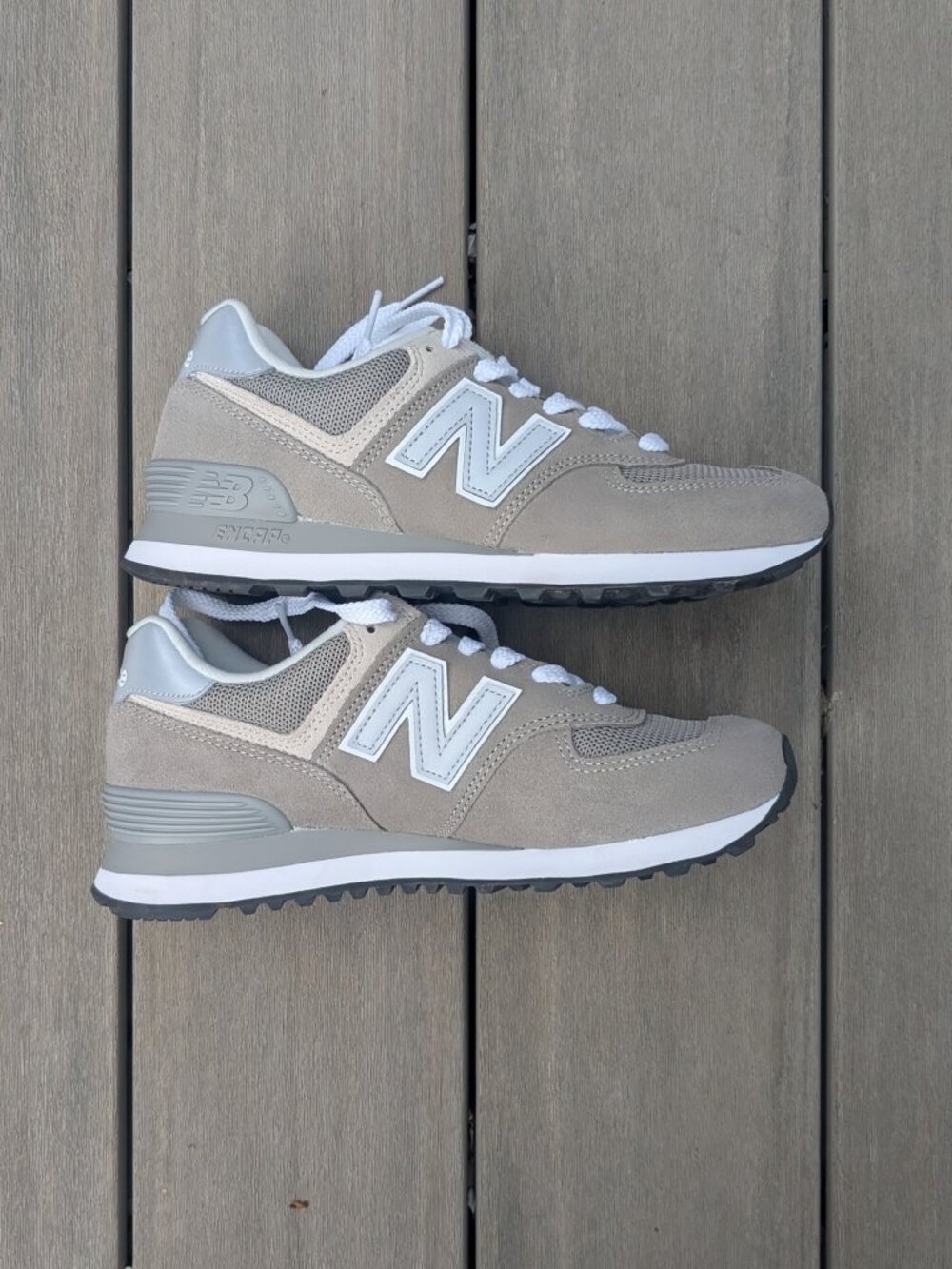 New Balance 574 Gray Suede Sneakers